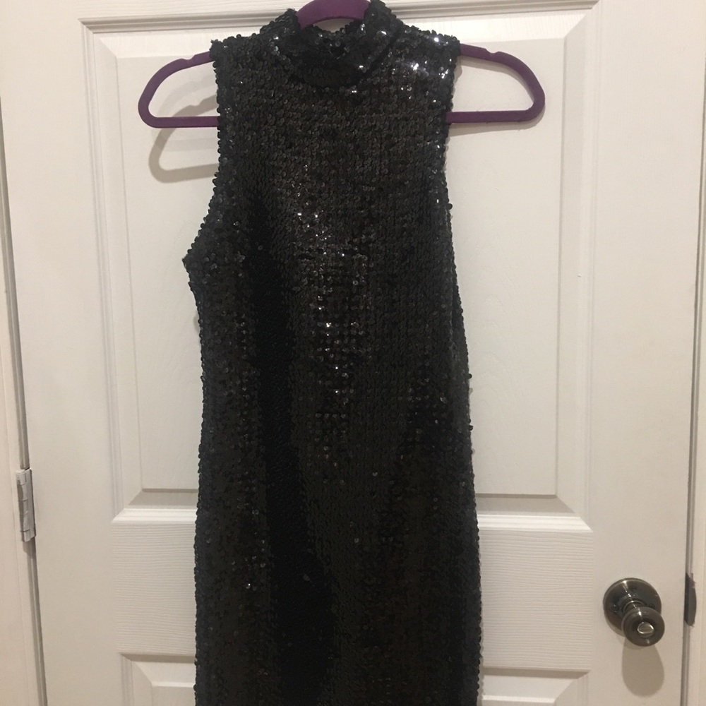 Black knee length sequence dress